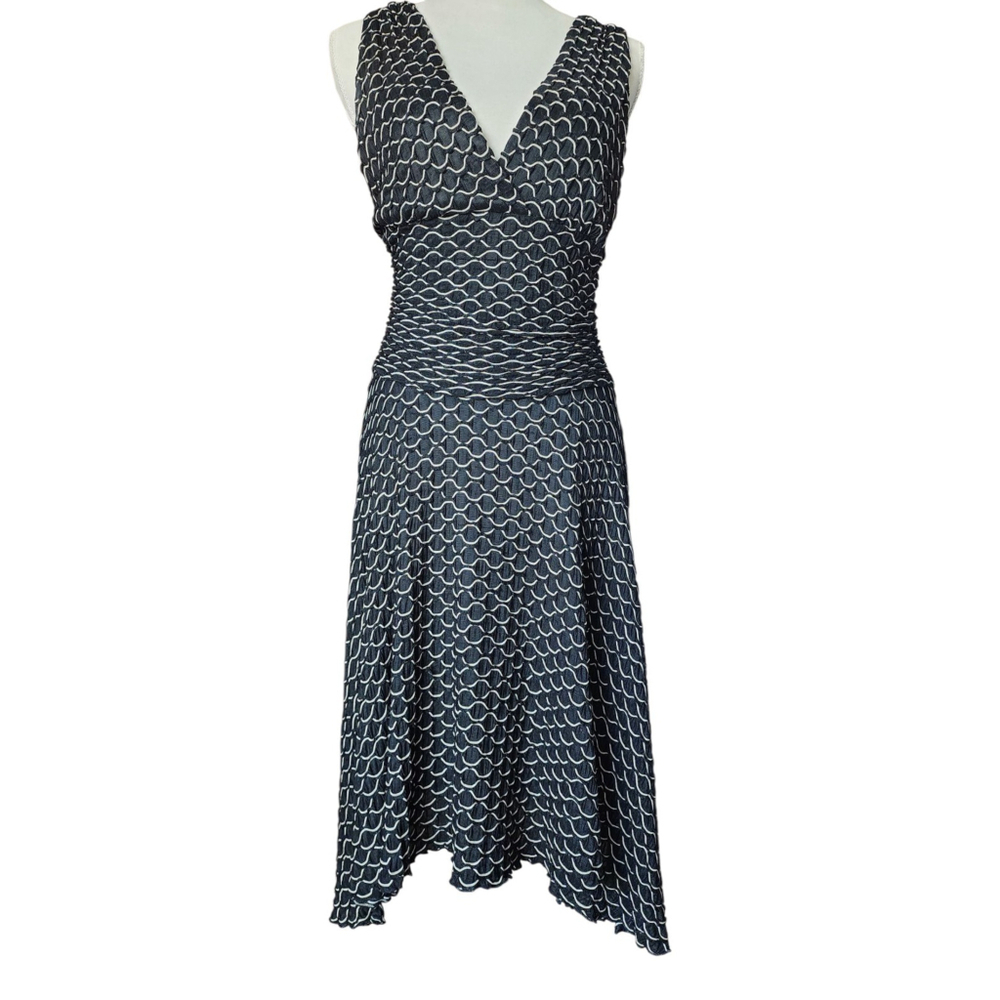 Vintage Y2K Just In Time Black & Tan Circle Print Stretch Dress Women's M